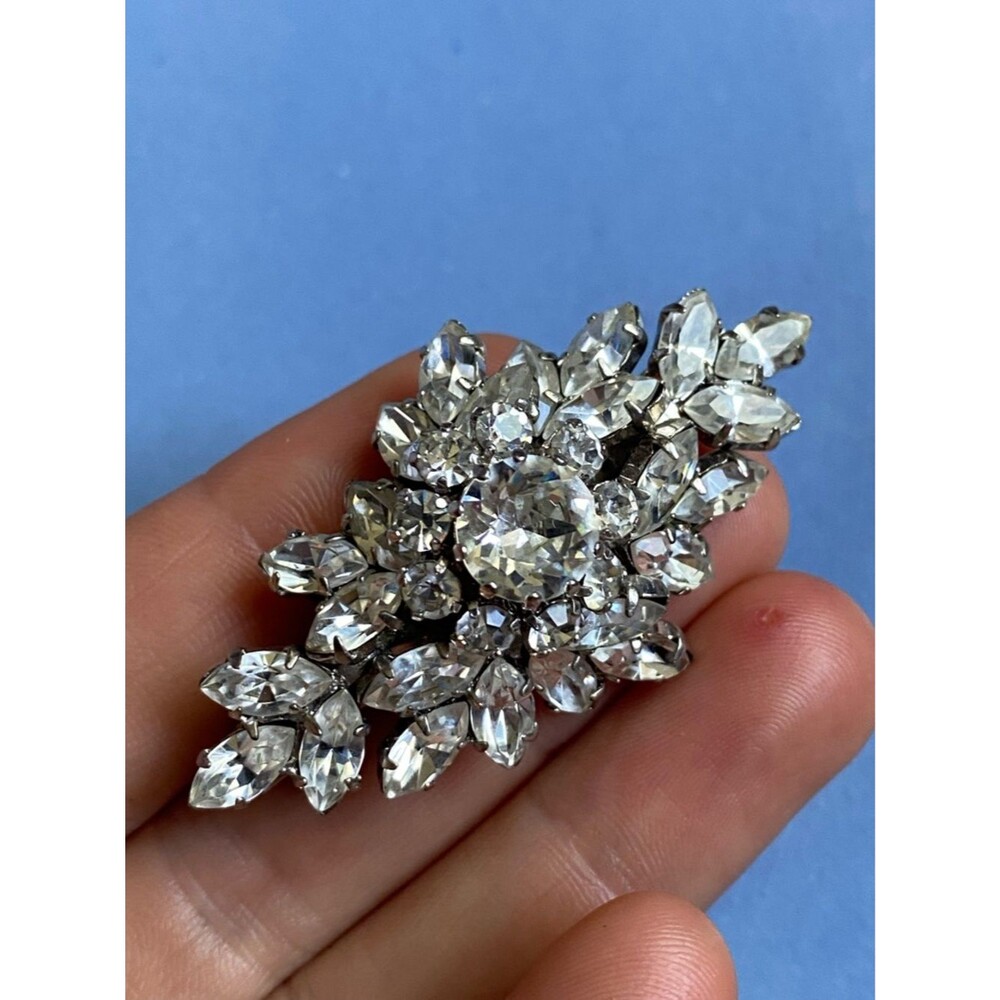 Gorgeous Schoffel & Co Crystal Rhinestone Signed Brooch 2 of 2 Identical